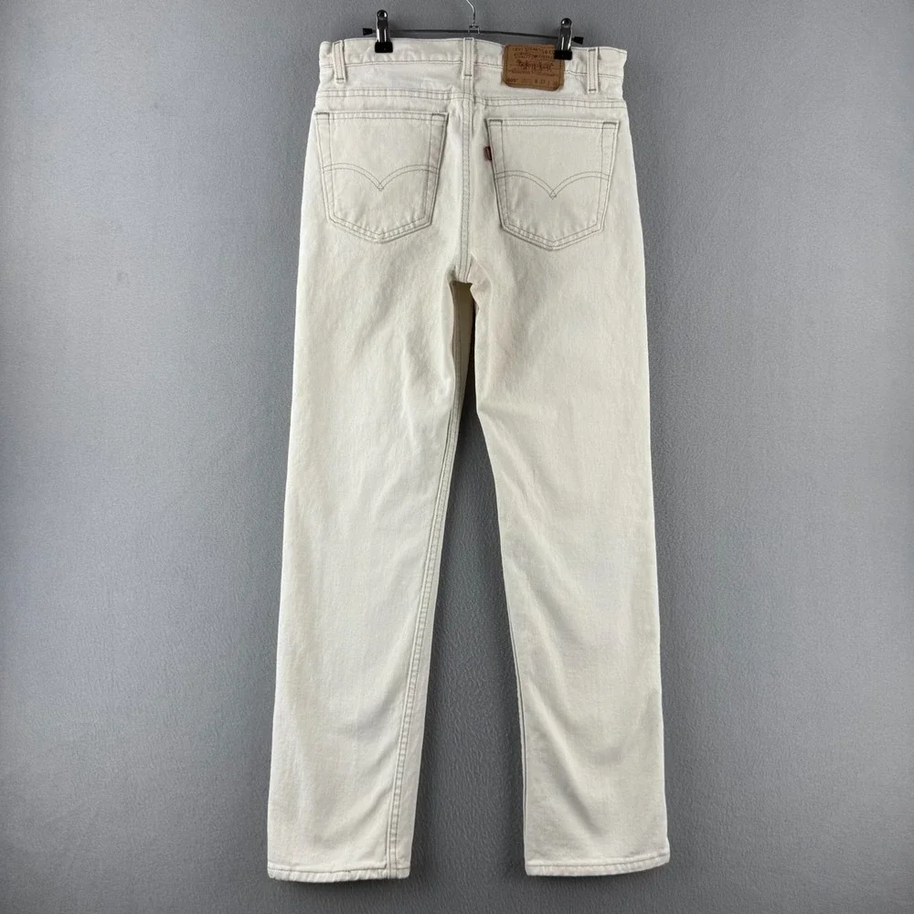 Vintage Levis Jeans Mens 33x30 (Fits 31x31) Cream Denim 505 Straight 90s USA
